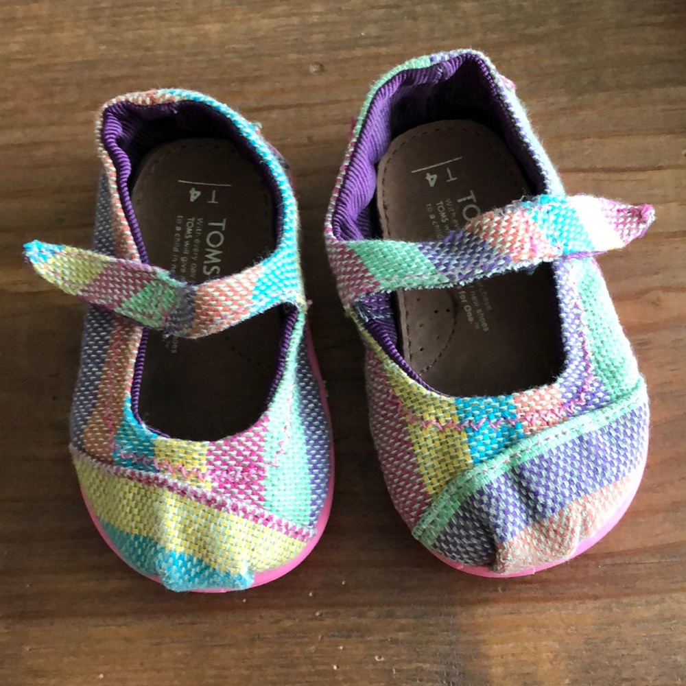 TOMS multi colored Velcro toddler shoes
